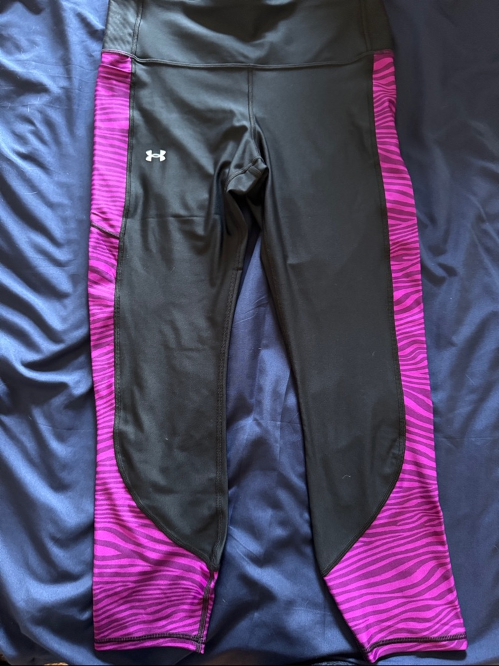 Under Armour Black Leggings with Purple Zebra Side Panels